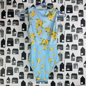 ASOS One piece Swimsuit Lemon Print Tie Back